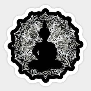 White Mandala Circle Buddha Sticker